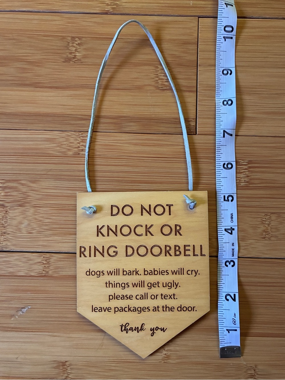 Do Not Knock or Ring Doorbell Wooden Sign work from home